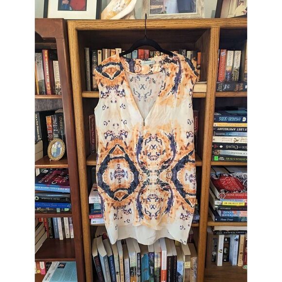 Geren Ford silk abstract watercolor v neck sleeveless blouse sz l euc - Picture 2 of 7